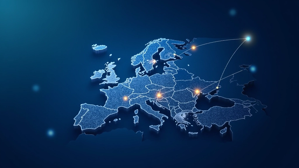 Représentation visuelle de réseaux interconnectés montrant des liaisons transfrontalières entre les marchés financiers européens