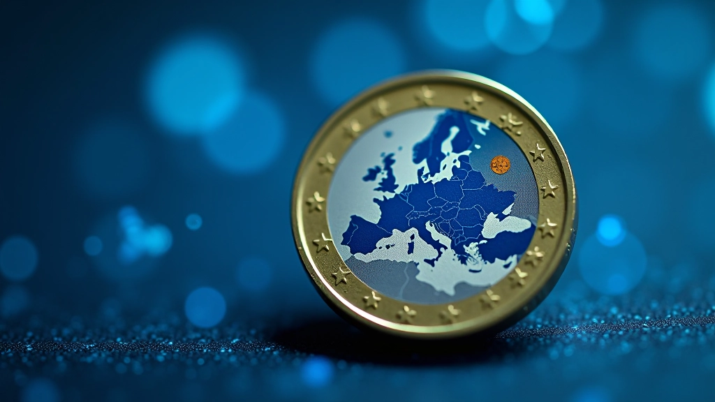 Pièce d'euro moderne avec éléments numériques et technologiques futuristes